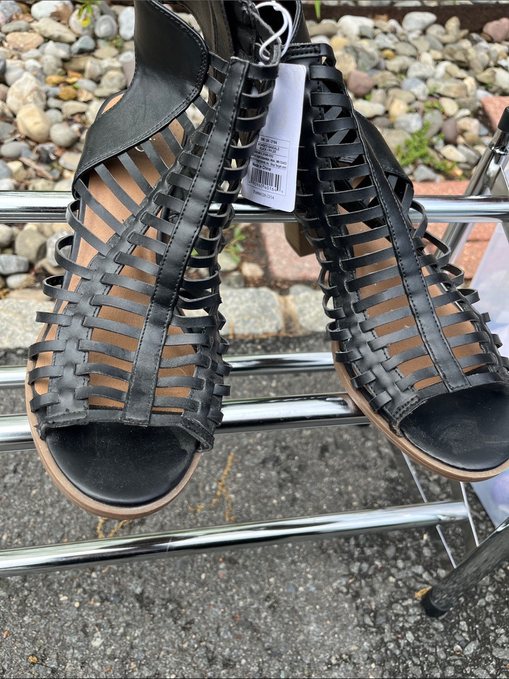 Black Strappy Gladiator Sandals - Women with heel new - Picture 4 of 5